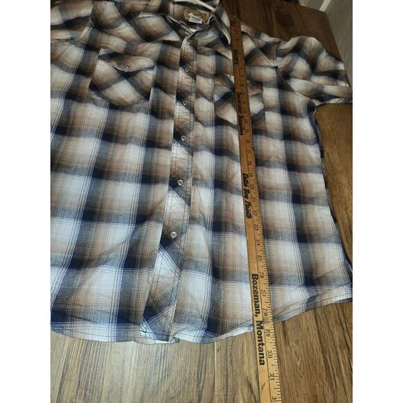 Wrangler Shirt Button Up Short Sleeve Plaid Pearl Snap - Picture 5 of 5
